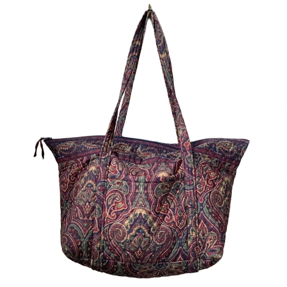 VERA BRADLEY Women’s Large Blue Paisley Zipper Top Tote